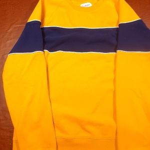 XL Yellow and Navy blue striped light sweater.
